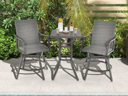 2 Pieces Patio Swivel Bar Chair Set with 4D Air Fiber Cushion Online