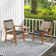 Set of 2 Patio Acacia Wood Dining Chairs with Armrests for Lawn Yard on Sale