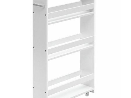 4 Tiers Rolling Slim Storage Kitchen Organizer Cart with Handle-White on Sale