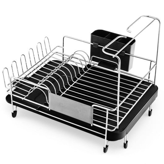 Stainless Steel Expandable Dish Rack with Drainboard and Swivel Spout Online Hot Sale