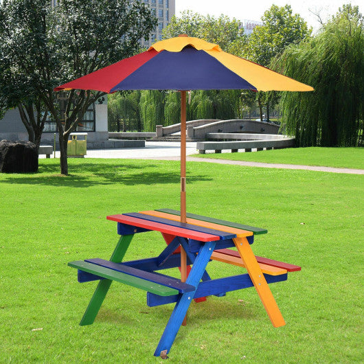 4 Seat Kids Picnic Table with Umbrella Sale