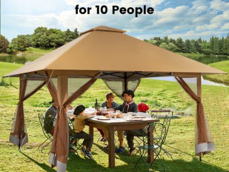 13 x 13 Feet Pop-up Instant Canopy Tent with Mesh Sidewall-Coffee Supply