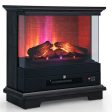 27 Inch Freestanding Electric Fireplace with 3-Level Vivid Flame Thermostat-Black For Sale