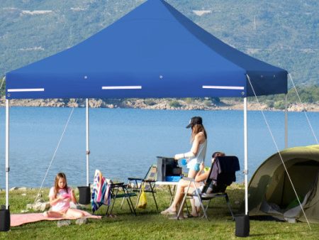 10 x 10 Feet Pop-up Gazebo with 5 Removable Zippered Sidewalls and Extended Awning-Blue Fashion