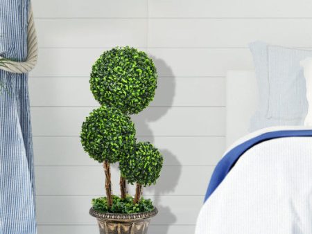 30 Inch Artificial Topiary Triple Ball Tree Indoor and Outdoor UV Protection Online Sale