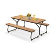 6 Feet Outdoor Picnic Table Bench Set for 6-8 People-Brown Online Sale