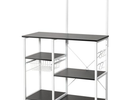 4-tier Kitchen Baker s Rack with Basket and 5 Hooks-Black Online Hot Sale