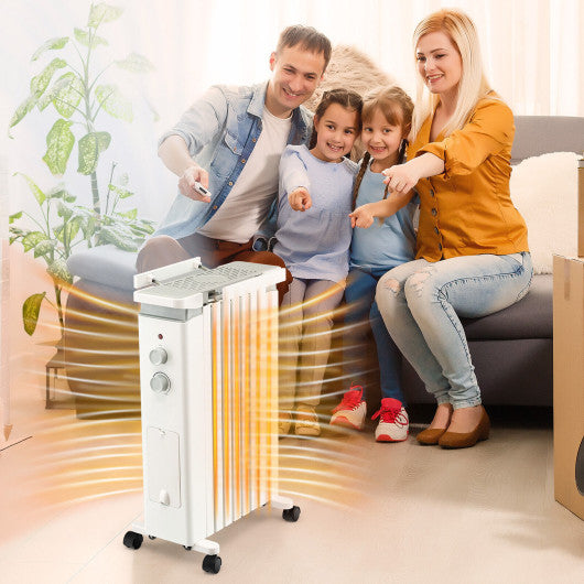 1500W Portable Oil Filled Radiator Heater with 3 Heat Settings-White Hot on Sale