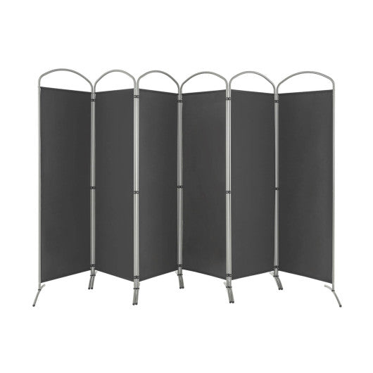 6 Feet 6-Panels Freestanding Folding Privacy Screen-Gray Discount