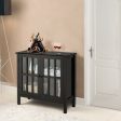 Glass Door Sideboard Console Storage Buffet Cabinet-Black For Sale