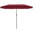 15 Feet Patio Double-Sided Umbrella with Hand-Crank System-Dark Red Cheap