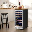 30-Bottle Freestanding Wine Cooler with Temp Memory and Dual Zones -Silver Fashion