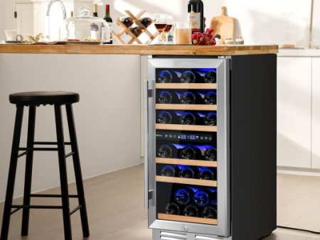 30-Bottle Freestanding Wine Cooler with Temp Memory and Dual Zones -Silver Fashion