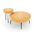 2 Set of Wooden Coffee Table with Metal Legs and Adjustable Foot Pads-Radial Pattern Online Sale