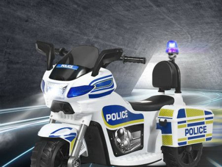 6V 3-Wheel Kids Police Ride On Motorcycle with Backrest For Discount