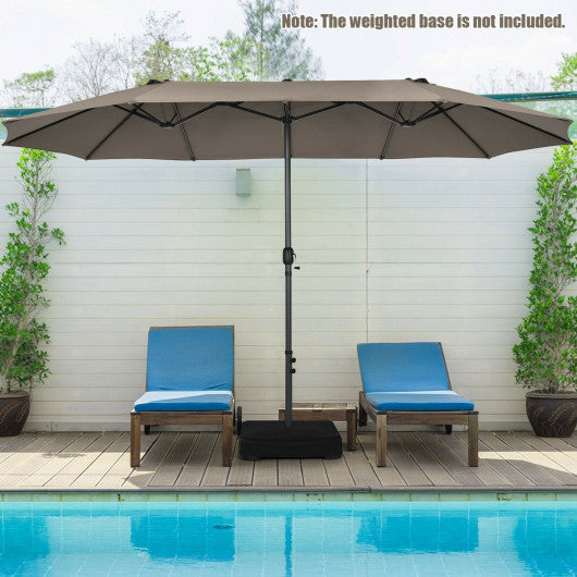 15 Feet Patio Double-Sided Umbrella with Hand-Crank System-Brown Online Sale