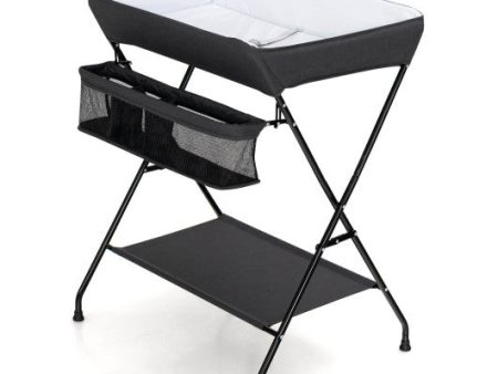 Baby Storage Folding Diaper Changing Table-Black Sale