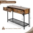 2 Drawers Console Table with Metal Frame for Living Room-Rustic Brown on Sale