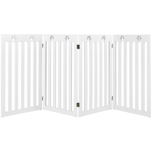 36 Inch Folding Wooden Freestanding Pet Gate  with 360° Hinge-White Sale