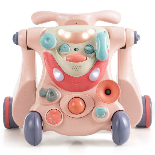 2-in-1 Baby Walker with Activity Center-Pink For Cheap