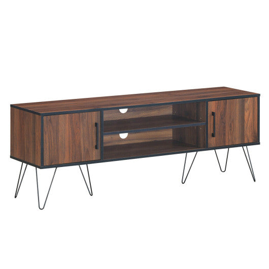 Retro Modern TV Stand with 6 Metal Legs for TVs up to 65 Inch with 2 Cable Holes Fashion