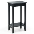 2-Tier Nightstand End Side Wooden Legs Table for Bedroom-Black Hot on Sale