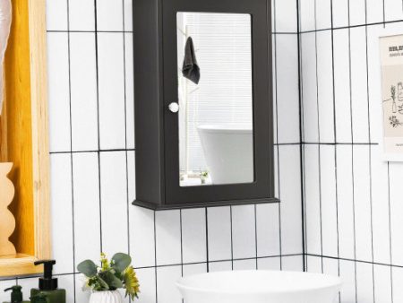 Bathroom Wall Cabinet with Single Mirror Door-Brown Fashion