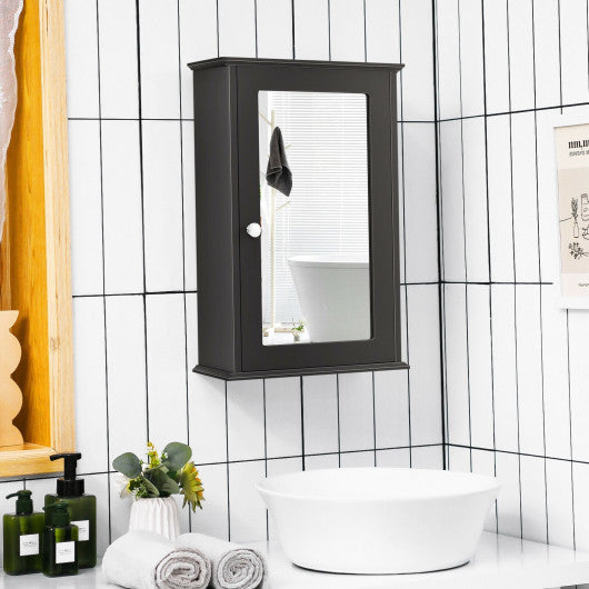 Bathroom Wall Cabinet with Single Mirror Door-Brown Fashion