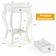 2-Tier End Table with Drawer and Shelf for Living Room Bedroom-White Discount