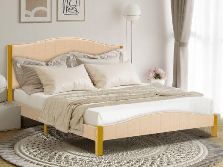 Full Queen Size Upholstered Bed Frame with Quilted Headboard-Queen Size Hot on Sale