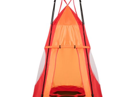 2-in-1 40 Inch Kids Hanging Chair Detachable Swing Tent Set-Orange Supply