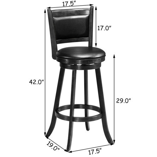 Set of 2 29 Inch Swivel Bar Height Stool Wood Dining Chair Barstool-Black For Cheap