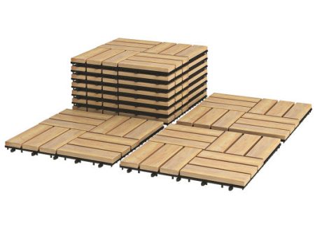 10 Pieces 12 x 12  Inch Acacia Wood  Interlocking Check Deck Tiles Fashion