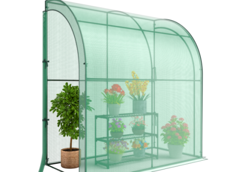 7 x 3.5 x 7 Feet Lean-to Greenhouse with Flower Rack Sale