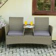 2-Person Patio Rattan Conversation Furniture Set with Coffee Table Fashion