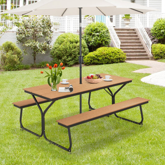 6 Feet Outdoor Picnic Table Bench Set for 6-8 People-Brown Online Sale