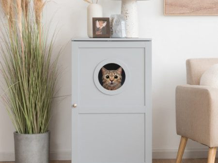 2-tier Litter Hidden Cat House With Anti-toppling Device-Gray Hot on Sale