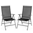 Set of 2 Adjustable Portable Patio Folding Dining Chair Recliners-Black Discount