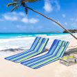 3 Pieces Beach Lounge Chair Mat Set 2 Adjustable Lounge Chairs with Table Stripe-Stripe Online now