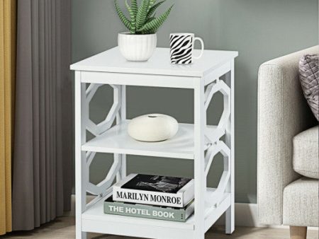 2 Pieces 3-tier Nightstand Sofa Side End Accent Table Storage Display Shelf-White Hot on Sale