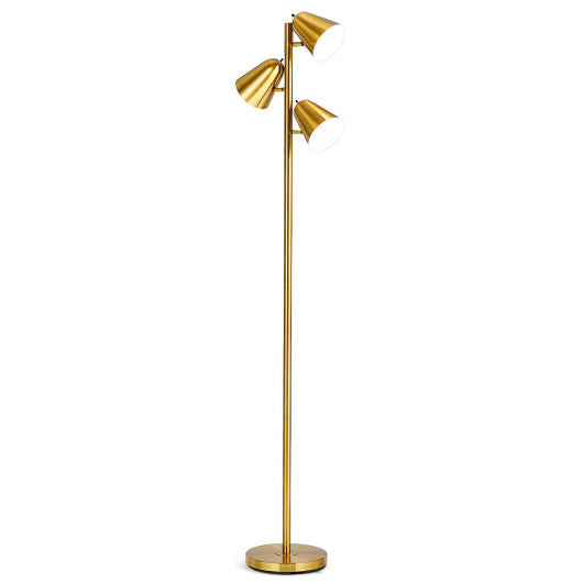 64 Inch 3-Light LED Floor Lamp Reading Light for Living Room Bedroom - Golden Discount