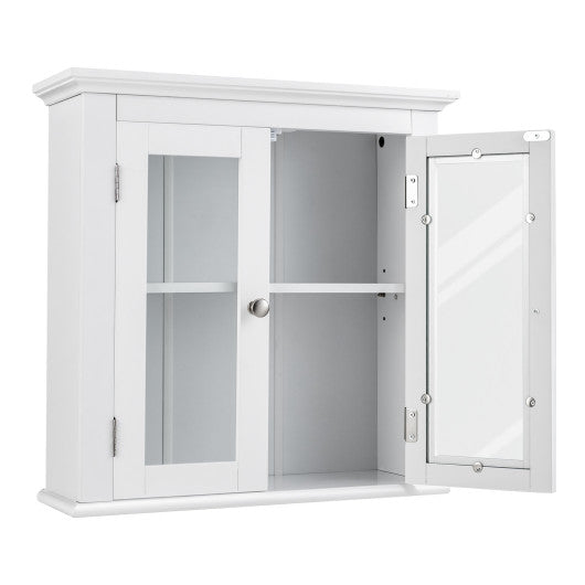 Wall Mounted Door Cabinet with 3-Level Adjustable Shelf-White For Cheap