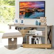 3 Tier Wood TV Stand for 55-Inch with Open Shelves and X-Shaped Frame-Gray For Discount