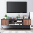 Retro Modern TV Stand with 6 Metal Legs for TVs up to 65 Inch with 2 Cable Holes Fashion