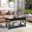 2-Tier Industrial Rectangular Coffee Table with Storage Shelf-Black Online Hot Sale