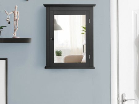 Wall Mounted Bathroom Mirror Cabinet with 5-level Height-adjustable Shelf-Black Online Hot Sale