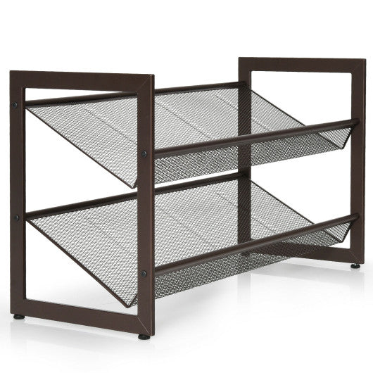 2 3 4 Tiers Flat and Slant Metal Shoe Rack for Entryway Hallway-2-Tier For Cheap