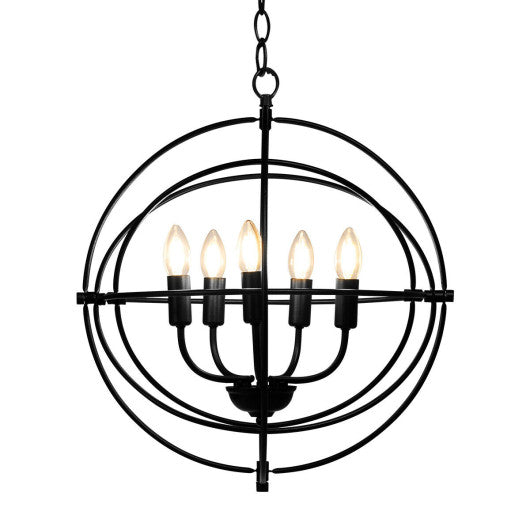 20 Inch 5 Lights Metal Chandelier with Pivoting Interlocking Rings Supply