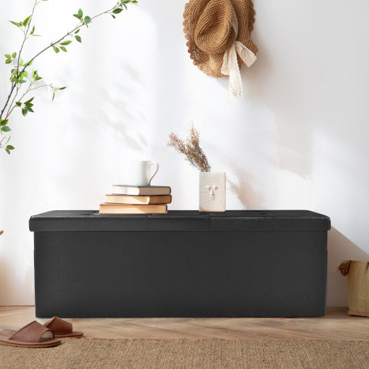 45 Inches Large Folding Ottoman Storage Seat-Black Online now