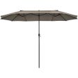 15 Feet Patio Double-Sided Umbrella with Hand-Crank System-Brown Online Sale